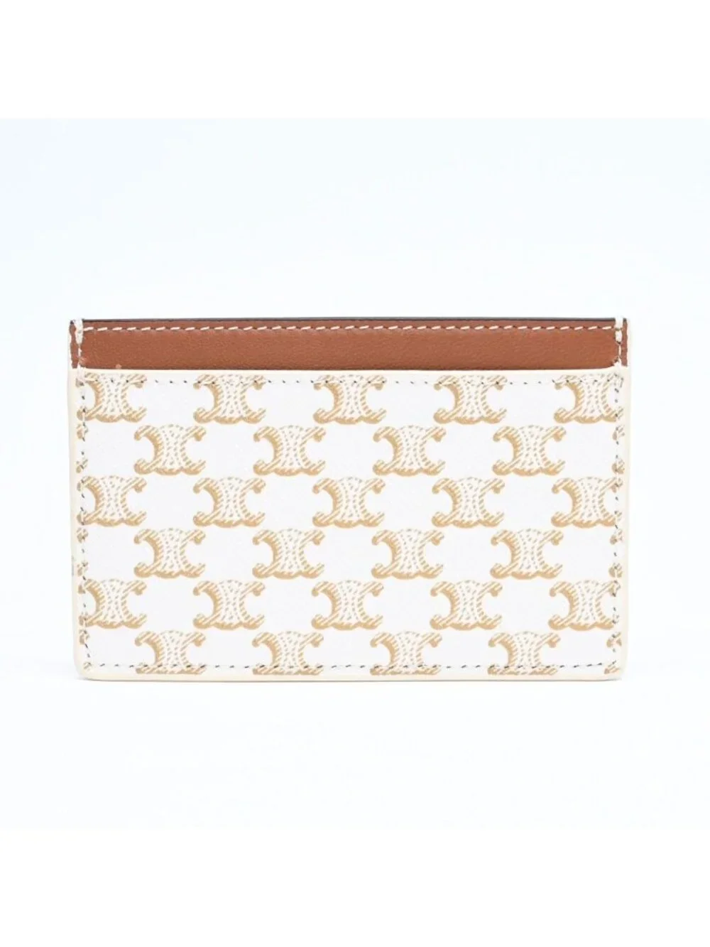 Celine Card Case Triomphe Canvas Brown White